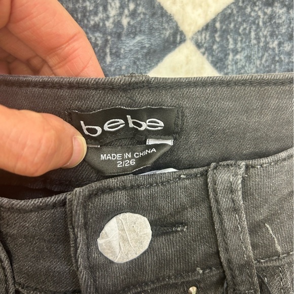 Bebe - NWT Straight Leg Denim with Rhinestons in Dark Grey - Picture 4 of 11